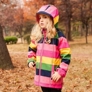 Girls Rainbow Jacket Coat 4T Hooded Windbreaker Fleece Lined Windproof Softshell